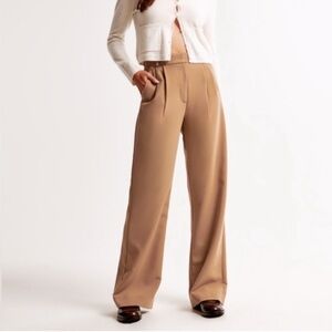 Abercrombie & Fitch Sloane Tailored High Rise Trouser Pants Tan Size 34 18L Tall